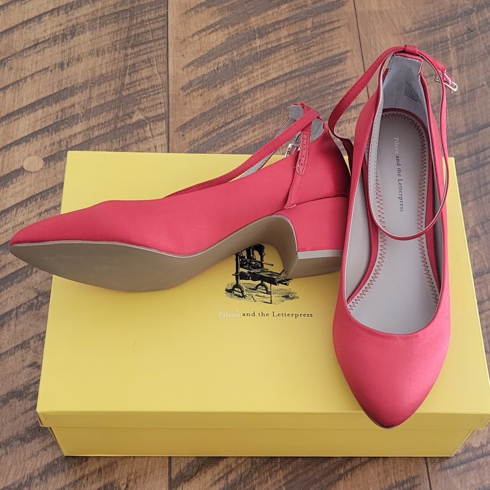 Pilcro and the Letterpress Red Ankle Strap Heels  -- Antropologie
